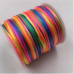 1mm 50 metru rullis Rainbow Rope Satīna neilona auklas String ķīniešu mezglu vads DIY rokassprādze Juvelierizstrādājumu izgatavošanas piederumi - Rainbow, 20 metri