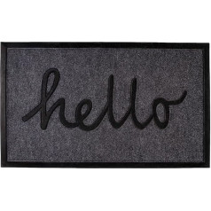 FISURA - pelēks polipropilēna durvju paklājs Dirt Trapper Mat iekštelpām un ārpus telpām Hello Entrance Mat ar neslīdošo pamatni 45 x 75 cm