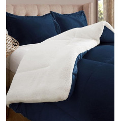 Elegant Comfort Super Soft Sherpa 3 gabalu sega komplekts Premium Quality Heavy Reversible Down Alternative Micro Suede Sherpa Duvet Cover Cal King Midnight Navy