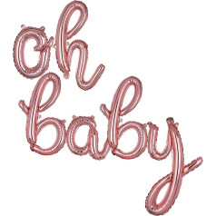 Balons par OH Baby Rose Gold Cursive burti Foil Mylar Banner Dzimšanas dienas svinību dekorācijas baloni Piegādes mazie 16 collu Baby Shower