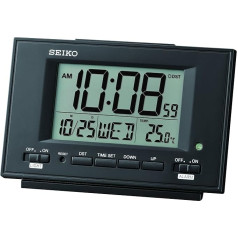 Seiko modinātājs LCD melns plastmasas QHL075K