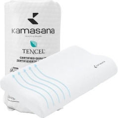 KAMASANA Wave Tencel® spilvens kakla atbalsta spilvens - Ergonomisks spilvens kakla sāpēm - Ortopēdiskais spilvens ar atmiņas putām - ilgāks dzīves ilgums Tencel® audums, ražots Spānijā