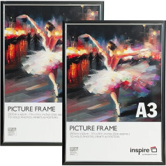 Inspire By Hampton EASYLOADER IBH-EASA3BKP-PK2 30 x 42 cm perspex bezstikla fotorāmis, 2 gab., melns, iepakojumā