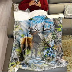 Violetpos Bieza sega Soft Warm Cosy Flannel Fleece Sofa sega Kamuflāžas koka zars briedis Elnis Elks 150 x 200 cm