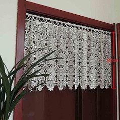 Yaland Panel Curtains, Lace, Short Curtains, Country House Style, Bistro Curtains, Eyelets, Window Curtains, Door Curtain with Floral Pattern, Beautifully Decorated (W x H 250 x 50 cm), White, Pack of