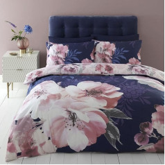 Catherine Lansfield Dramatic Floral Easy Care Single Duvet Cover Set, Navy