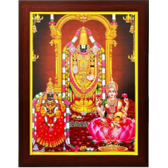 zig zag Lord Sri Tirupati Venkateshwara Swamy ar Padmavati & Lakshmi Devi Picture Frame for Wall Table / Room Size M (34,3 x 24,1 cm, akrila stikls)