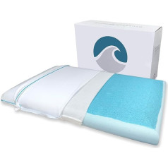 Bluewave Bedding CarbonBlue Max Cool Gel Memory Foam spilvens vēdera un muguras gulētājiem - plāns, plakans dizains kakla izlīdzināšanai un dziļākam miegam (8,25 cm augstums)