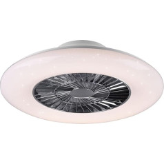 Reality Leuchten Visby R62402906 LED griestu gaismas ventilators Plastmasas hroms / matēts balts ar 60 vatu LED 40 vatu ventilatoru