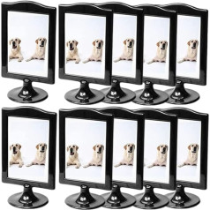 Divpusējs pastāvīgais foto rāmis Picture Frame Picture Frame Set Vertikālais stiprinājuma zīmju turētājs 4x6 galda displejs Katrs rāmis satur 2 attēlus Kāzu puse galda numuru turētājs (melns)