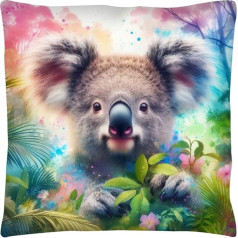 Pludmales pietura Cute Koala Bear Accent Cushion Cover Home Decor Inspo Dāvana dzīvnieku mīļotājiem 18x18 collu krāsains Koala