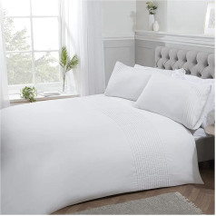 Sleepdown Pintuck Stripe Luxury Easy Care Soft Cozy sega ar spilvendrānu pārvalkiem 220x260cm White