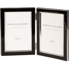 Kenro Whisper Classic sudraba malas foto rāmis, melns, 7x5 izmērs, dubultā izmēra