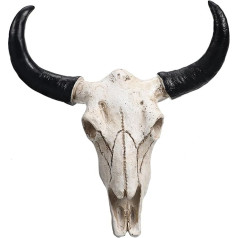 BESPORTBLE Long Horn Cow Skull Wall Sign Resin Halloween Crafts Ornaments Cow Bull Bison Skull Decoration Eco-Friendly and Durable Resin Sculpture Wall Hanging