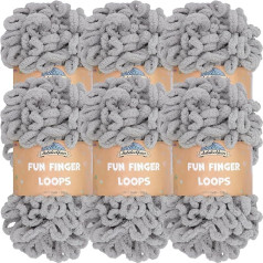 JubileeYarn Fun Jumbo Polyester Finger Loop dzija - gaiši pelēka - 100 g bumbiņā - 6 šķeterējumi