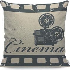 WONDERTIFY Kino spilvens Case Movie Machine Throw spilvens Covers for Couch Home Decor Blue Beige 45x45cm