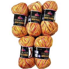 Ilkadim 5 x 100 g vilnas zeķu vilnas Orange Terracota Pink 120-01, 500 g vilnas zeķu un zeķu adīšanai