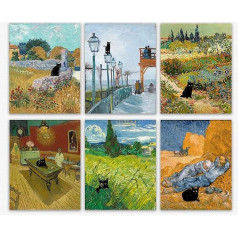 Black Cat Raumdekoration - Berühmtes schwarzes Katzenplakat, Van Gogh Plakāts Black Cat Plakāts / Cute Black Cat Dekorācijas, Wohnkultur & Funny Cat Vannas istabas dekori, guļamistabas dekori (20cm x 25cm)