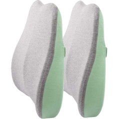 Qingzhuan Pack of 2 muguras jostas spilvens Memory Foam Back Cushion Mazgājams sēdekļa spilvens (zaļš)