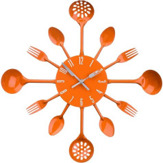 Premier Housewares Cutlery Orange Cutlery metāla sienas pulkstenis, metāls, 4x33x33