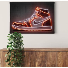 Audekls Picture Sneaker Art Print Black Red 70 x 50 cm Ainava formāta sienas apdare Teenager's Room Picture on Stretcher Frame