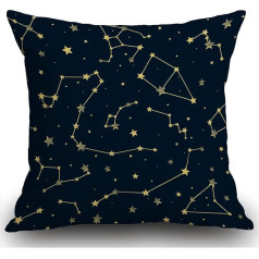 Smooffly Blue Yellow Constellations Zodiaka zīme Abstract Home Decor Throw Pillow Case Spilvens Cover Couch Sofa 18x18 Collu