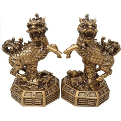 Chi Lin Feng Shui - Pāris sveķu statujas Qilin Ķīniešu ķīniešu Kylin Guardian W4241