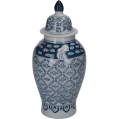 Keyhome veikals - Porcelāna vāze Balts fons Elegants ar zilu dekoru ar vāku Porcelāna potic Classic Dekoratīvā majolika (Potiche Arabesque)