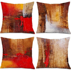 TIAODIAN spilvenu pārvalki 18 x 18 collu 4 Pack Red and Brown Rusty Painting Dekoratīvie metamie spilveni 18x18 collu spilvenu pārvalki dzīvojamā istaba dīvāns dīvāns gulta spilveni