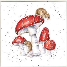 Wrendale Designs White Mouse Toadstool Canvas Wall Art Print 20cm Square