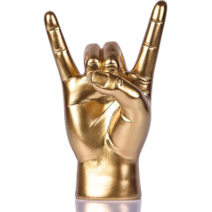 Zelta sveķu statuete Rock On Hand Gesture - dekoratīva galda skulptūra rokmūzikas un mūzikas cienītājiem grāmatu plaukta rotāšanai Mājas birojs (zelta)