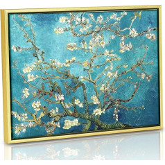 Wieco Art Almond Blossom Gold Canvas Prints by Vincent Van Gogh Painting Reproduction Wall Art Pictures for Home Office Decorations