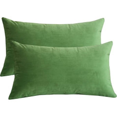 Lutanky Pack of 2 Elegant Velvet Throw Cushions Soft Cushion Cover Solid taisnstūra dekoratīvie spilvenu pārvalki dīvānam guļamistaba auto 50 x 30 cm (Olive Green, Pack of 2)