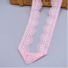 Sarkana elastīga mežģīņu lenta 30 mm plata rotājumi Stretch Lace Trim Izšūti linuma auklas šūšanai Āfrikas mežģīņu audums, rozā, 10 jardi