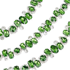 GORGECRAFT 3ft Crystal Rhinestone Diamond Chain Dekoratīvie Claw Sparkly Flower Welding Diamond Crystal Code Embellishment Glitter Rhinestone Chains Ģeometrija Rhinestone Cup Chains DIY kaklarota