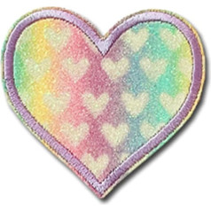 Izšūšanas ielāpi 10 gabali Glitter Rainbow Heart Iron On Applique Fish Scale Pattern Embroidery Badge Clothes Embellishments for Clothes DIY Crafts