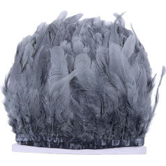 Nishiyuenyi 2M Rooster Hackle Feather Fringe lentes DIY cepure Apģērbu apdares apdares, pelēks