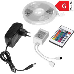 LED sloksne 12V 30L/m 100lm/m 7.2W/m IP20 RGB 3m + RGB draiveris + 12V barošanas avots