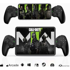 Megadream Mobile Game Controller für iPhone/iPad/Android/Tablet/Switch/PS4/PC, Ersatz für PS Portal, Kabelloses Gamepad mit Hall-Effekt Joystick & Trigger/Turbo/Support Streaming/Cloud Gaming-Schwarz