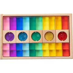 Ronyme Kraušanas spēle Rainbow Acrylic Gemstone Dice, Rainbow GEM Cube Building Blocks, gludas kraušanas spēles kauliņu komplekts bērniem, 35 gab.