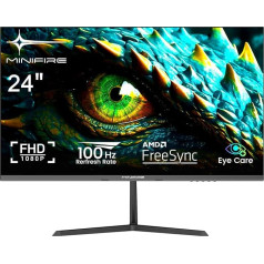 Minifire 24 collu monitors, 100 Hz, FHD, 5 ms (OD), adaptīvā sinhronizācija, sRGB110%, Eye-Care PC ekrāns ar HDMI, VGA pieslēgvietām (iekļauts HDMI kabelis MF24X3AL)