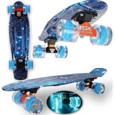 WeLLIFE Skateboard Mini Cruiser Series RGX Skate 22 collas 56 cm bērniem pusaudžiem pieaugušajiem Skateboard ar gaismas riteņiem PU 78A Cruiser ar krāsainām gaismām Flash LED lodīšu gultņi ABEC-7