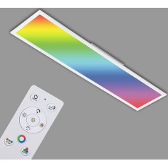 Briloner Leuchten Ultra-Slim RGB CCT LED paneļa griestu gaisma Taisnstūra formas (119,5 x 29,5 cm) Balta krāsas temperatūras regulēšana (3000-6500 Kelvīnu) Dimmable 4100 lūmenu gaismas atdeve Plastmasas