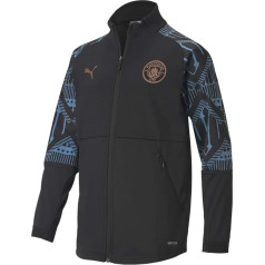 PUMA Zēnu Manchester City Temporada 2020/21 Stadium Jacket Jr jaka ar rāvējslēdzēju un rāvējslēdzēju ar rāvējslēdzējiem