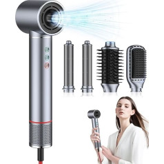 Airstyler 5-in-1 Hairstyler, 130 000 apgr./min, 320 miljonu negatīvo jonu fēns, apaļas sukas fēns, iztaisnošanas birste, karstā gaisa birste, Wrap Air, rotējoša gaisa lokšķēre ar dažādiem piederumiem,