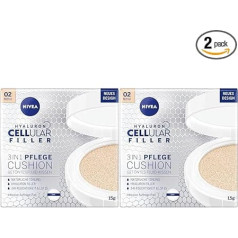 NIVEA 3-in-1 Anti-Age kopjošs spilvens dabīgam tonim un mitrināšanai, vidēja tipa ādai, 15 ml (2 gabaliņu iepakojums)