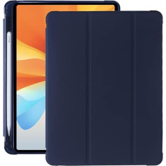 Amazon zīmols - Futrālis iPad 10.2 collu 9/8th/7th Gen (2021/2020/2019) - PU ādas aizsargvāciņš ar caurspīdīgu aizmugurējo vāciņu un pildspalvas turētāju, automātiskā miega/modināšanas funkcija, tumši zils