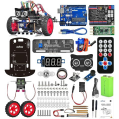 OSOYOO Model-3 Smart Robot Car Kit V2.0 saderīgs ar Arduino IDE Elektroniskais komplekts ar UNO R3, līnijas izsekošanas moduli, ultraskaņas sensoru, Bluetooth moduli, auto robotu rotaļlieta