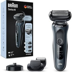 Braun Series 6 vīriešu skuveklis ar EasyClick piederumu, elektriskais skuveklis un bārdas trimmeris, trimmeris, mitrais skuveklis un sausais skuveklis, uzlādējams, 61-N4500cs, pelēks