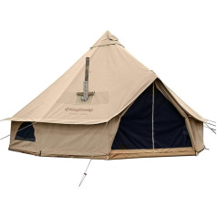 KingCamp Khan Camping Bell Tents 4 m Oversize Space All Cotton Heavy Duty Waterproof Luxury Outdoor Pyramid Tents for 4-8 Person Family Outdoor in All Seasons Cotton Camping Tent